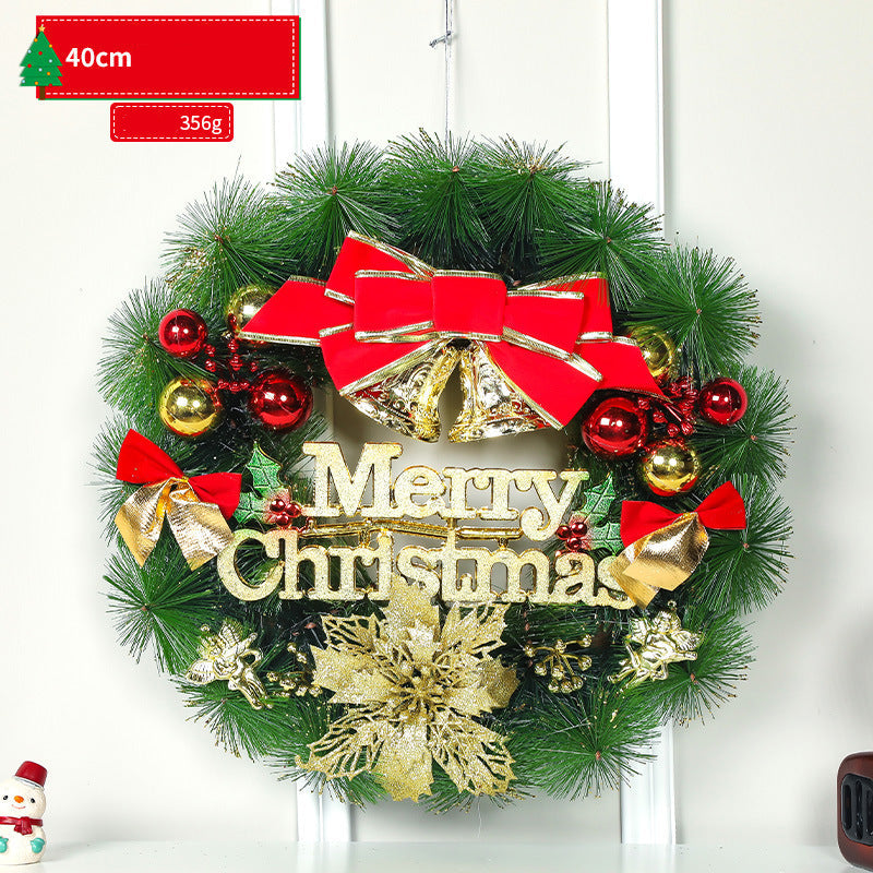 Christmas wreath with decorative elements on a white background