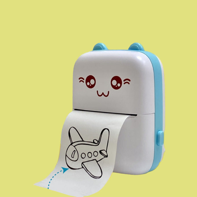 Children's printer with cartoon design on a blue and yellow background